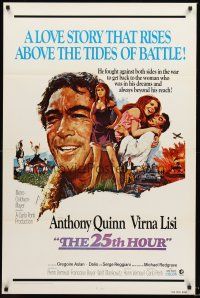 2z028 25th HOUR 1sh '67 great art of Anthony Quinn & sexy Virna Lisi by Howard Terpning!