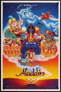 2z038 ALADDIN DS 1sh '92 classic Walt Disney Arabian fantasy cartoon, great art of cast!