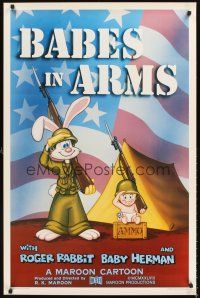2z004 BABES IN ARMS Kilian 1sh '88 Roger Rabbit & Baby Herman in Army uniform with rifles!