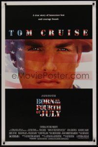 2z117 BORN ON THE FOURTH OF JULY DS 1sh '89 Oliver Stone, great patriotic image of Tom Cruise!