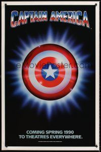 2z138 CAPTAIN AMERICA teaser 1sh '90 Marvel Comics superhero, cool image of shield!