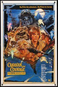 2z140 CARAVAN OF COURAGE style B int'l 1sh '84 An Ewok Adventure, Star Wars, art by Drew Struzan!