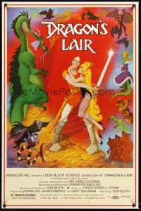 2z218 DRAGON'S LAIR videogame 1sh '83 Dragon's Lair, Don Bluth animated fantasy game, Ron Dias art!