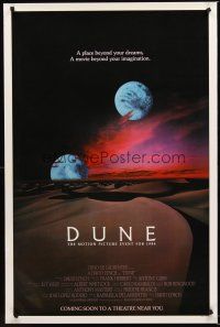 2z224 DUNE advance 1sh '84 David Lynch sci-fi epic, art of two moons over vast desert!