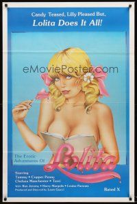 2z246 EROTIC ADVENTURES OF LOLITA 1sh '82 x-rated sexploitation, Ron Jeremy, great super-sexy art!