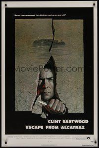 2z248 ESCAPE FROM ALCATRAZ 1sh '79 cool artwork of Clint Eastwood busting out by Lettick!