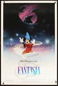 2z265 FANTASIA DS 1sh R90 great image of magical Mickey Mouse, Disney musical cartoon classic!