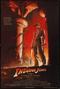 2z375 INDIANA JONES & THE TEMPLE OF DOOM 1sh '84 full-length art of Harrison Ford by Bruce Wolfe!