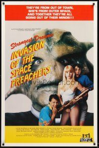 2z382 INVASION OF THE SPACE PREACHERS 1sh '90 Strangest Dreams, sexy girl & monster, Troma!