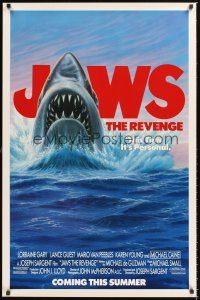 2z385 JAWS: THE REVENGE advance 1sh '87 great artwork of shark, this time it's personal!