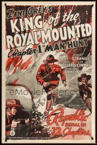 2z405 KING OF THE ROYAL MOUNTED Chap1 1sh '40 serial, Man Hunt, cool artwork of Mountie!