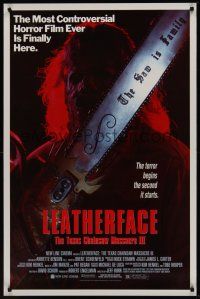 2z427 LEATHERFACE: TEXAS CHAINSAW MASSACRE III 1sh '89 Kate Hodge & Ken Foree, the saw is family!
