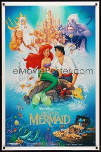 2z441 LITTLE MERMAID DS 1sh '89 great image of Ariel & cast, Disney underwater cartoon!