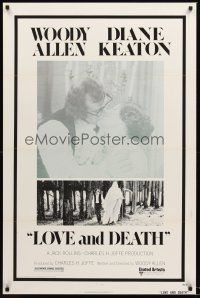 2z452 LOVE & DEATH style A 1sh '75 Woody Allen & Diane Keaton romantic kiss close up!