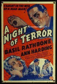 2z454 LOVE FROM A STRANGER 1sh R42 Basil Rathbone, Agatha Christie, A Night of Terror!