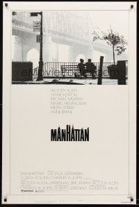2z482 MANHATTAN style B 1sh R80s classic image of Woody Allen & Diane Keaton by bridge!