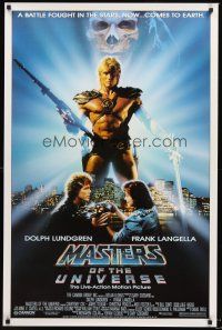 2z495 MASTERS OF THE UNIVERSE 1sh '87 great image of Dolph Lundgren as He-Man!