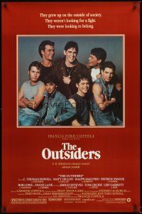 2z579 OUTSIDERS 1sh '82 Coppola, S.E. Hinton, Howell, Dillon, Macchio, Swayze, Lowe, Estevez