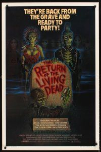 2z642 RETURN OF THE LIVING DEAD 1sh '85 art of punk rock zombies by tombstone ready to party!