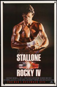 2z659 ROCKY IV advance 1sh '85 great image of champ Sylvester Stallone wrapping his hands!