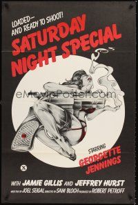 2z680 SATURDAY NIGHT SPECIAL 1sh '76 Jamie Gillis, sexy art of near-naked girl w/huge smoking gun!