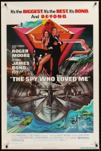 2z722 SPY WHO LOVED ME 1sh '77 great art of Roger Moore as James Bond 007 by Bob Peak!