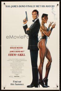 2z823 VIEW TO A KILL advance 1sh '85 art of Roger Moore James Bond & smoking Grace Jones by Goozee!