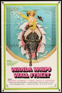 2z833 WANDA WHIPS WALL STREET 1sh '82 great Tom Tierney art of Veronica Hart riding bull, x-rated!