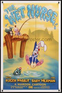 2z023 WET NURSE Kilian 1sh '88 Baby Herman goes fishing w/Roger Rabbit as the bait!
