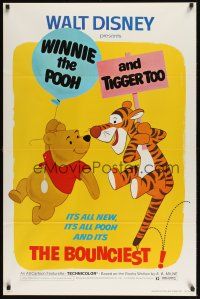 2z849 WINNIE THE POOH & TIGGER TOO 1sh '74 Walt Disney, characters created by A.A. Milne!