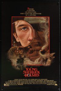 2z861 YOUNG SHERLOCK HOLMES 1sh '85 Steven Spielberg, Nicholas Rowe, really cool detective art!