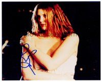 3a316 DREW BARRYMORE signed color 8x10 REPRO still '00s sexy close up wearing only a sheet!