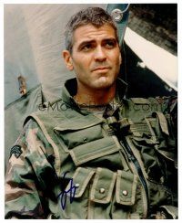 3a319 GEORGE CLOONEY signed color 8x10 REPRO still '00s close up of the leading man in full camo!