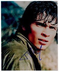 3a349 TOM WELLING signed color 8x10 REPRO still '00s head & shoulders c/u of the Smallville actor!