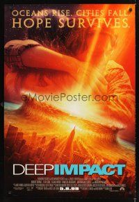 3a073 LOT OF 7 UNFOLDED DEEP IMPACT ONE-SHEETS '98 oceans rise, cities fall, hope survives!