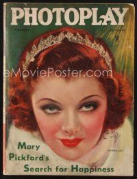 3a116 PHOTOPLAY magazine February 1935 artwork portrait of beautiful Myrna Loy by Earl Christy!