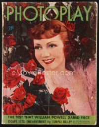 3a117 PHOTOPLAY magazine June 1938 portrait of Claudette Colbert with roses by James Doolittle!