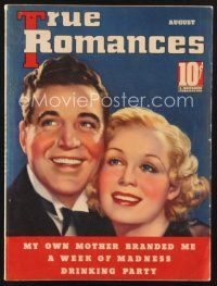 3a145 TRUE ROMANCES magazine August 1936 art of Gloria Stuart & Michael Whelan by Georgia Warren!