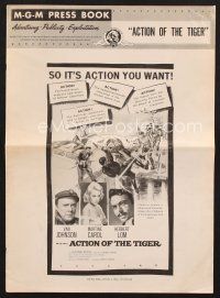3a206 ACTION OF THE TIGER pressbook '57 Van Johnson & Martine Carol try to escape conspiracy!