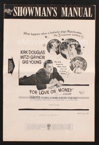 3a253 FOR LOVE OR MONEY pressbook '63 Kirk Douglas, sexy Mitzi Gaynor, Gig Young, Thelma Ritter