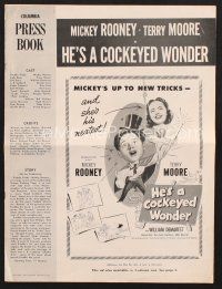3a275 HE'S A COCKEYED WONDER pressbook '50 magician Mickey Rooney & pretty Terry Moore!