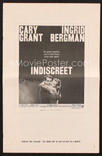 3a287 INDISCREET pressbook '58 Cary Grant & Ingrid Bergman, directed by Stanley Donen!