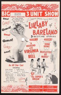 3a296 LULLABY OF BARELAND pressbook '64 sexy Virginia Bell & lots of naked nudist colony girls!