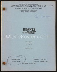 3a166 HEARTS OF THE WEST second draft script July 2, 1974, screenplay by Rob Thompson