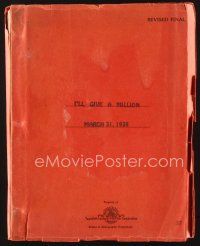 3a168 I'LL GIVE A MILLION final revised draft script Mar 31, 1938, screenplay by Ingster & Sperling
