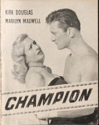 3a416 CHAMPION Danish program '51 different images of boxer Kirk Douglas & sexy Marilyn Maxwell!