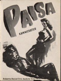 3a431 PAISAN Danish program '48 Roberto Rossellini WWII romance starring Camela Sazio!