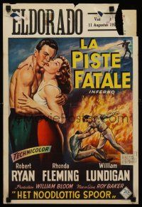 3b391 INFERNO Belgian '54 different art of Robert Ryan & sexy Rhonda Fleming!