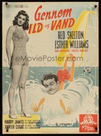 3b540 BATHING BEAUTY Danish '47 Red Skelton & sexy Esther Williams in swimsuit!