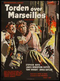 3b541 BEASTS OF MARSEILLES Danish '57 completely different art of Boyd & top stars by K. Wenzel!